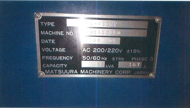Matsuura ES-450HII, Machine ID: 6809